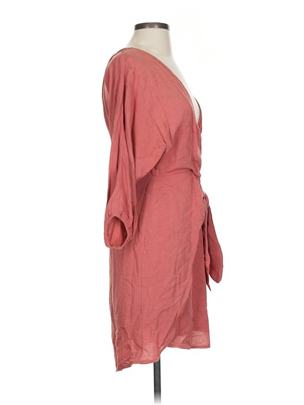 By Anthropologie Coral Pink Wrap Mini Dress Size 00 - Picture 5 of 8